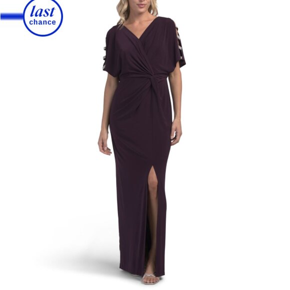 ALEX EVENINGS Purple Knot Front Dress - Picture 1 of 2